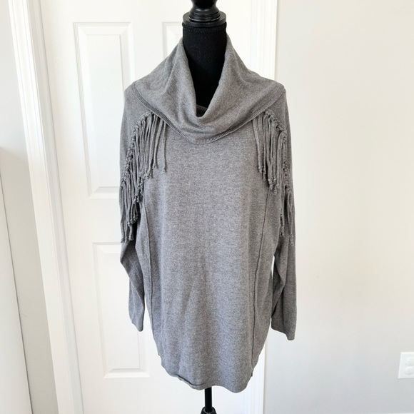 Love  & Legend Cowl Neck Fringe Sweater - Picture 1 of 16